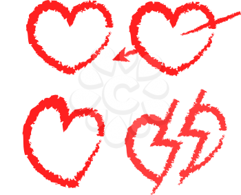 Hearts icons. Vector set of love signs