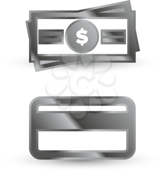 Credit Cards and cash Payment icon with shadow
