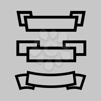 black ribbon icon set on a gray background