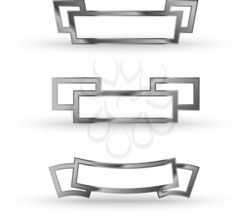 metal ribbon icon set on a white background