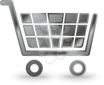 Metal Shopping cart icon for site with shadow