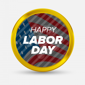 Labor day badge with usa flag background