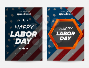 Labor day banner with usa flag background