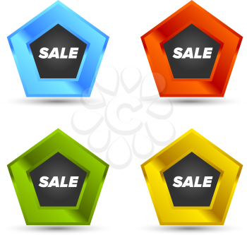 Colorful Vector Sale Tags In shiny squares