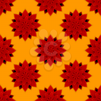 Seamless red and orange mandala pattern. Vector decorative elements