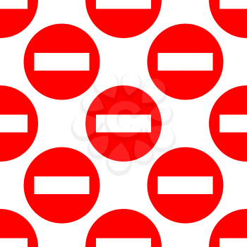 Stop red road sign seamless texture on white
