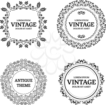 Elegant floral monogram design set. Calligraphic elegant ornament