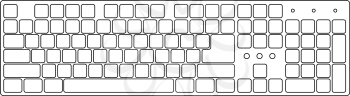 White laptop computer wireless keyboard top view with keys, vector illustration
