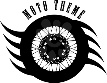 Moto wheel Vector Logo Symbol inside shield with wings