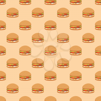Seamless fast food pattern background with burgers