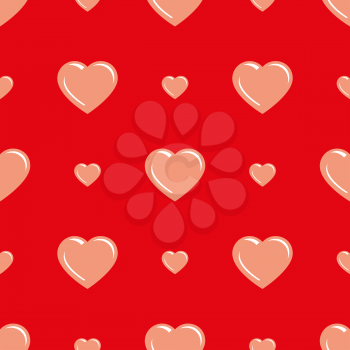 Seamless hearts pattern on a red background