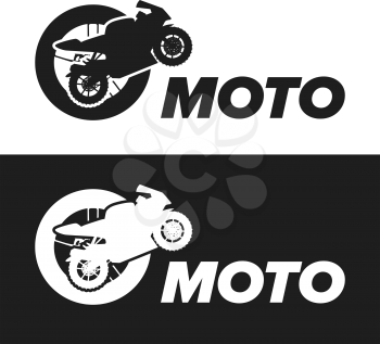 Motorcycle inside tyre vector icon on white