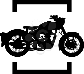 Motorcycle inside frame vector icon on white