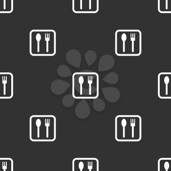 Seamless spoon and fork pattern on a black background