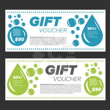 Laundry Service Gift vouchers with blue and green design