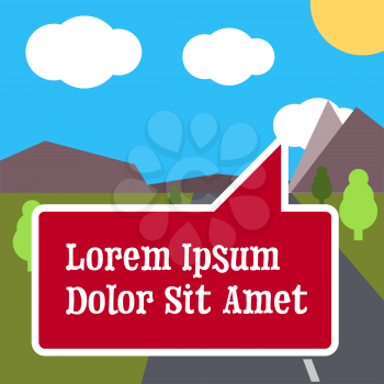 Nature landscape, travelling illustration with text sign