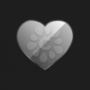 Shiny Metellic heart on a black background