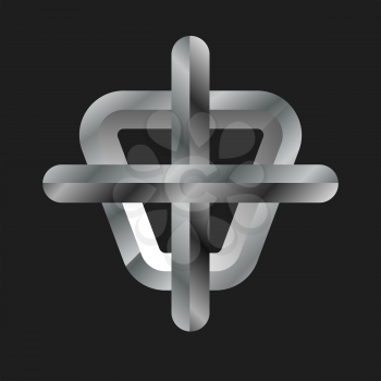 Metallic Shield with cross icon with a black background