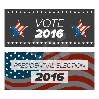 Presidential Election 2016 banner with american flag and stars