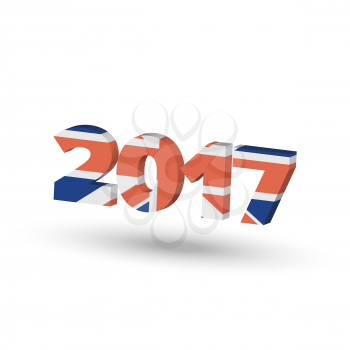 2017 new year with United Kingdom flag