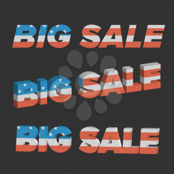 Big Sale sign with USA flag texture on a black background