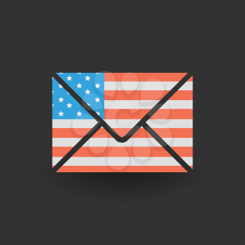 Email icon with USA flag texture on black background