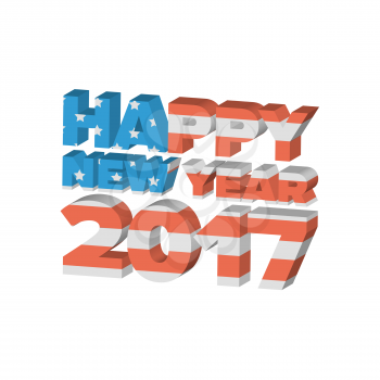 Happy New Year sign with USA flag texture