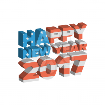 Happy New Year sign with USA flag texture