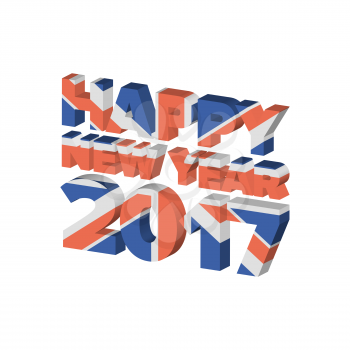 Happy New Year sign with United Kingdom flag texture