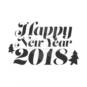 Happy New Year 2017 black sign on white background