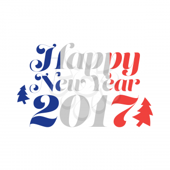 Happy New Year 2017 with France flag background