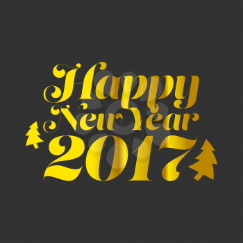 Happy New Year 2017 with golden texture and black background