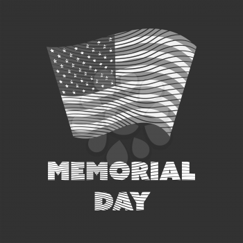 Engraved Grayscale Memorial day badge on a black background