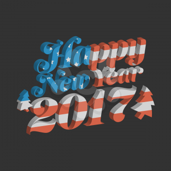 Happy New Year 2017 with USA flag background