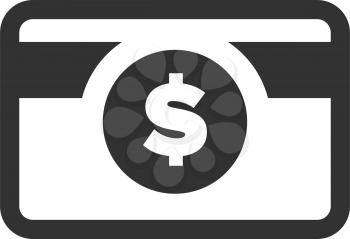 Payment flat icon with dollar sign on a white background