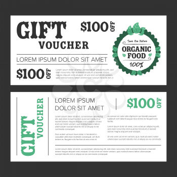 Gift voucher organic food with white background