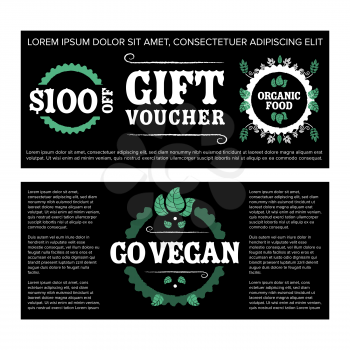 Gift voucher organic food with black background