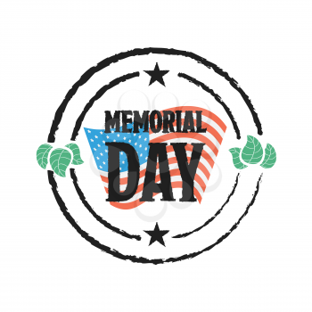 Memorial day badge icon with american flag