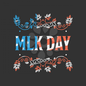 Martin Luther King Day with USA flag texture ob black background