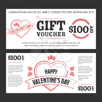 Gift voucher Valentines day on white background