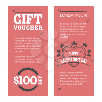 Gift voucher Valentines day on red background
