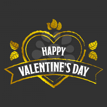 golden vintage valentines day vector on black background