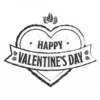 black vintage valentines day vector on white background
