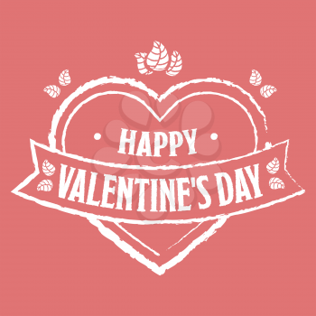 white vintage valentines day vector on red background