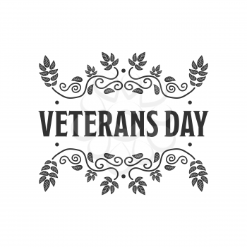 Veteran day black sign with a white background