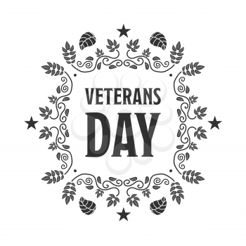 Veteran day black sign with a white background