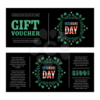 Gift voucher Veterans Day with black background