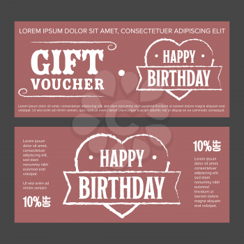 Red Gift voucher for birthday with heart icon