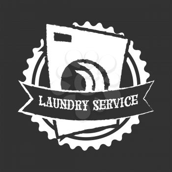 washing machine servece icon in vintage style on black background