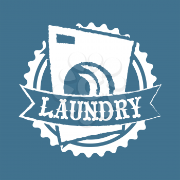 washing machine servece icon in vintage style on blue background